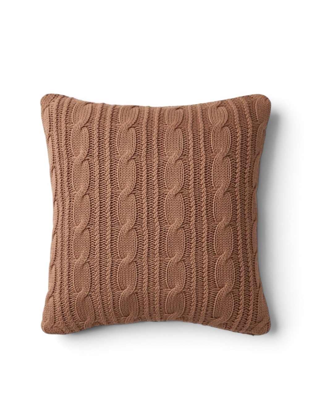 The Company Store Cotton Chunky Cable Knit Decorative Pillow Cover Caramel 20sq